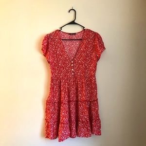 Shein Red Floral Dress, Size L